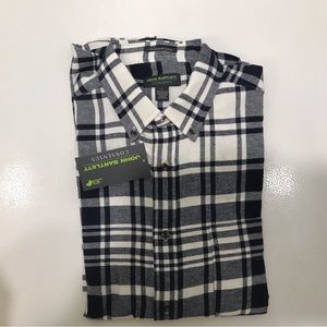 Mens flannel button down in blue and white